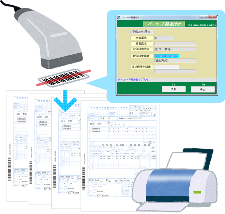 バーコードでの申請書発行